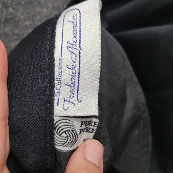 Vintage Frederick Alexander Black Virgin Wool Preppy Skirt A-Line Pockets Lined - Picture 9 of 13